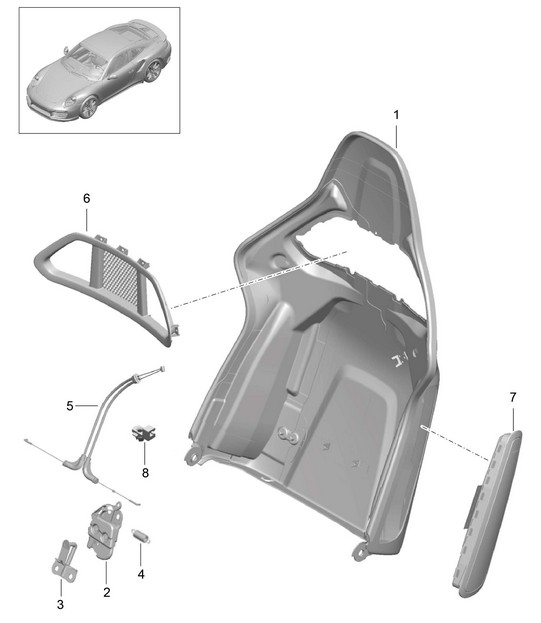 Coque de dossier / Siège baquet / Accessoires - Pliable - 991 Turbo / GT2 RS 2017>>