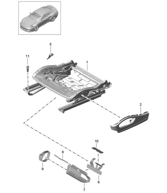 Structure de siège / Siège sport Plus / Accessoires / Garniture pour interrupteur 991 Turbo >>2016