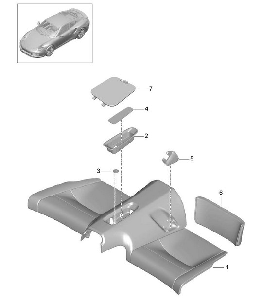 Cojín / soporte del asiento trasero - CABRIO - 991 Turbo 2014-20