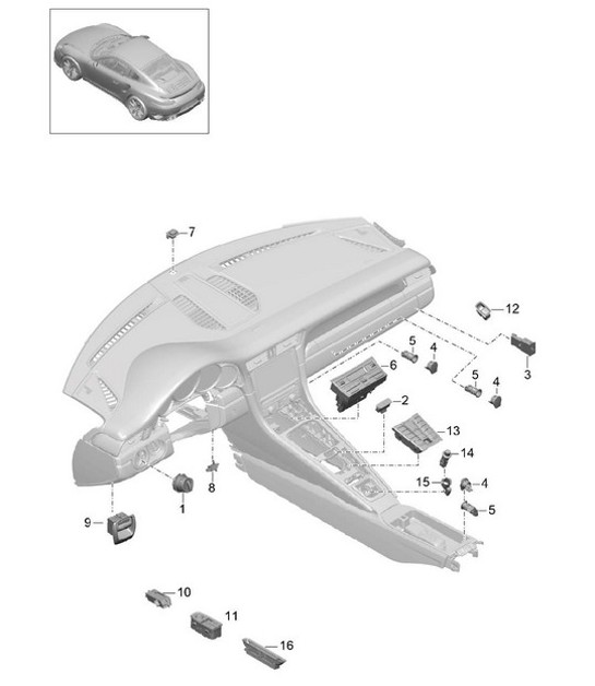 Diagram 903-005 Porsche 991 (911) MK1 2012-2016 Elektrische apparatuur