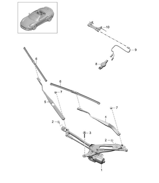 Ruitenwissersysteem, compl. / Regensensor 991 Turbo / GT2 RS 2014-20