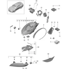 Phare LED / Phare supplémentaire / Clignotant / Feu de position latéral / Répétiteur de clignotant (PR:602,XEY) 991 Turbo >>2016