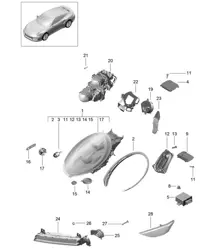 Phares / Phare supplémentaire / Clignotants / Feu de position latéral / Répétiteur de clignotants (PR:602, XEY) 991 Turbo / GT2 RS 2017>>