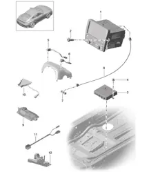 Pannello di controllo / Sistema di navigazione / Unità radio / Parte ricevente / Microfono TV / Telecamera di retromarcia 991 Turbo >>2016