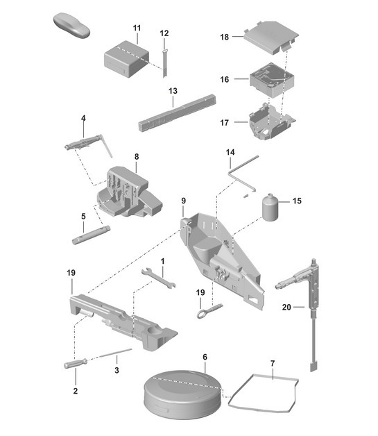 Diagram 001-000 Porsche 997 (911) MK2 2009-2012 Accessoires en anderen 