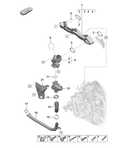 Supporto di montaggio / Tubo del liquido di raffreddamento 992.1 Carrera 2019 - 2024