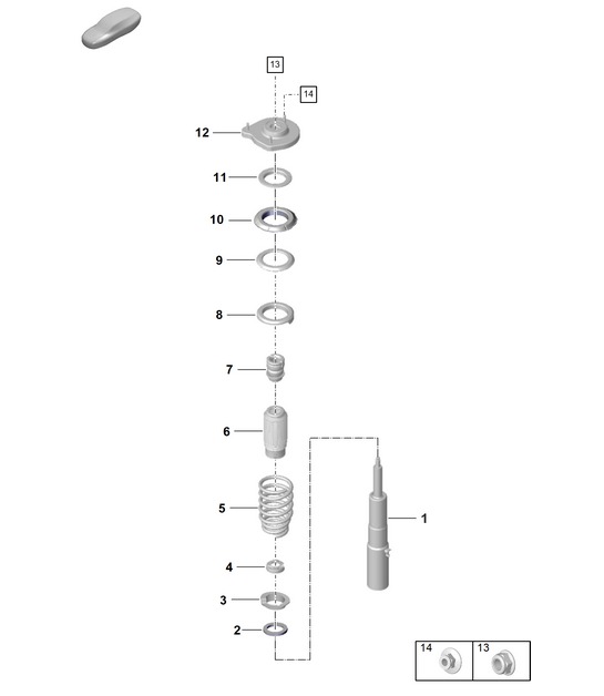 Suspension / Amortisseurs (PR : 1X1, 1X2, A8C, A8F, 1BH, 1BV, 2UA) 992.1 Carrera 2019 - 2024