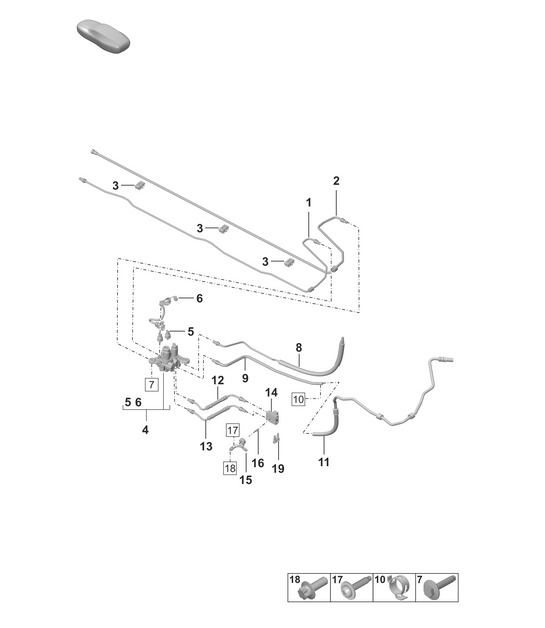 Hydraulikleitung / Unterboden - PDCC - (PR:1P7 - Stabilisator, aktive Fahrwerksregelung) 992.1 Carrera 2019 - 2024