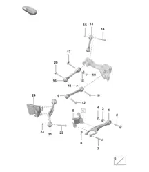 Eje trasero / Brazo de suspensión (PR:0N1 - Eje trasero estándar) 992.1 Carrera 2019 - 2024