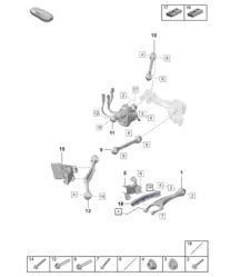 Eje trasero / Brazo de suspensión / Dirección del eje trasero (PR:0N5 - Eje trasero estándar) 992.1 Carrera 2019 - 2024