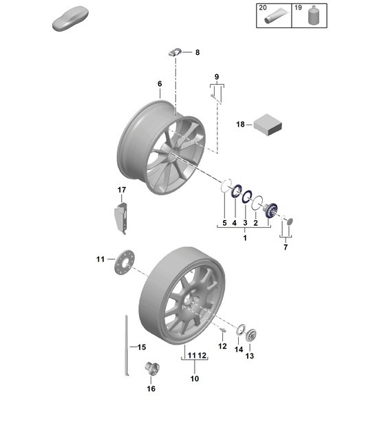 Diagram 601-035 Porsche 924 (1977-1988) Wheels, Brakes