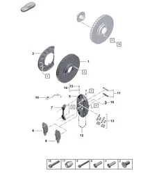 Frein à disque / Essieu avant - Jante 17" rouge/noire - (PR:1LR, 1LS, E0W) 992.1 Carrera 2019 - 2024