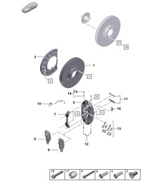 Freno de disco / Eje delantero - 17" rojo/negro - (PR:1LR, 1LS, E0W) 992.1 Carrera 2019 - 2024
