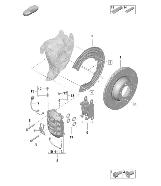 Disc brakes  / Rear axle  - 17'  red/black - (PR:A8F+2EB, 2ET) 992.1 Carrera 2019 - 2024