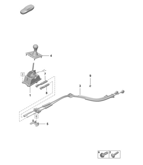 Diagram 701-000 Porsche 992 (911) MK1 2019-2024 Sistema a leva manuale, gruppo pedali 