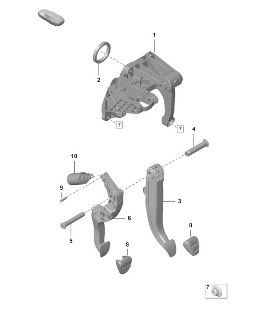 Diagram 702-000 Porsche 924 (1977-1988) Hand Lever System, Pedal Cluster 