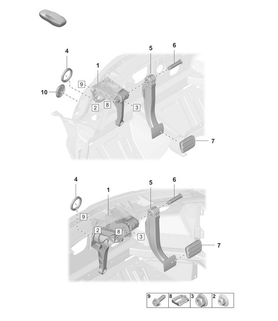 Diagram 702-100 Porsche 924 (1977-1988) Hand Lever System, Pedal Cluster 