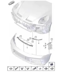 Sujeciones del parachoques delantero - 911 Dakar (E7S) 992.1 Carrera 2019 - 2024