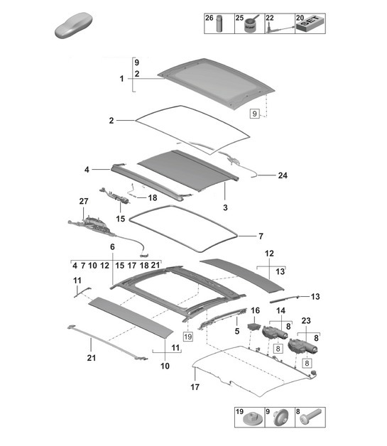 Diagram 811-050 Porsche Cayenne 92A (958) 2010-2017 Body