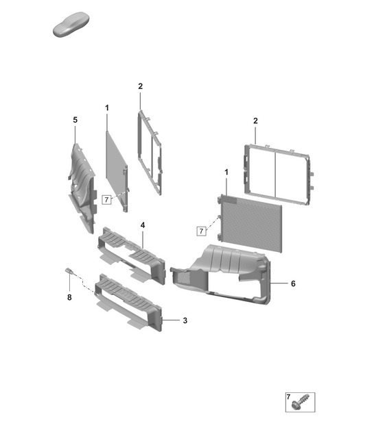 Boîtier de condenseur/guide d'air de climatiseur 992.1 Carrera 2019 - 2024