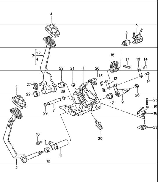 pedals manual transmission 993 1994-98