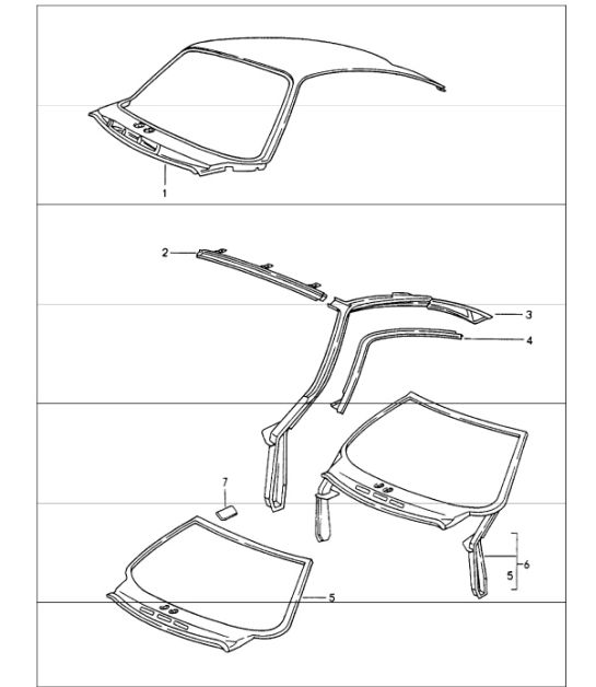outer roof panel and windscreen frame 993 1994-98