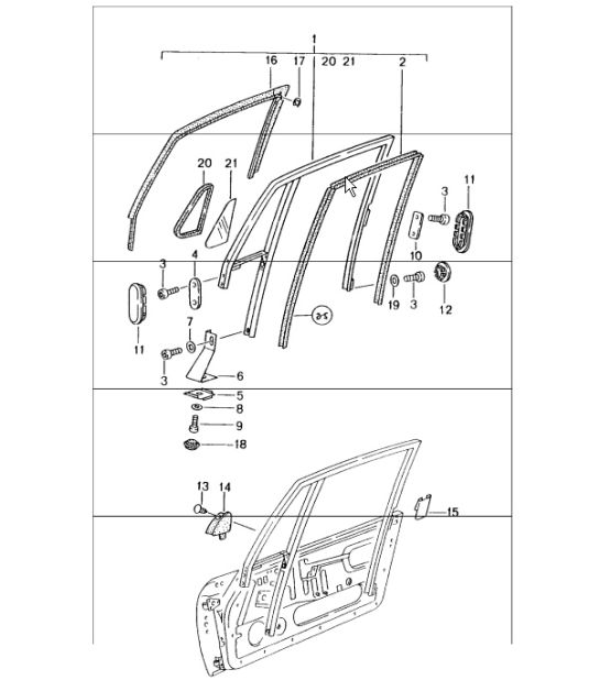 door glass frame 993 COUPE 1994-98