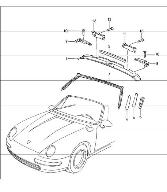 windscreen frame accessories 993 CABRIO 1994-98