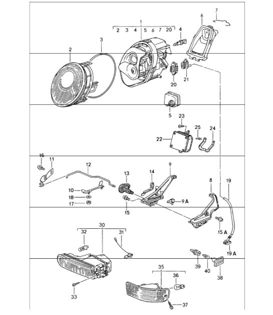 Scheinwerfer Nebelscheinwerferrichtung, Blinkerrichtung, Blinker 993 1994-98