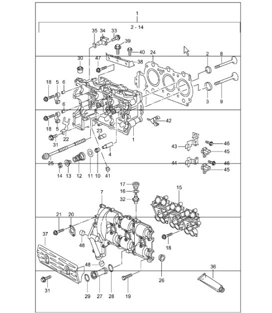 cylinder head 996 CARRERA 2/4  M96.01/02/04 UPTO 2001