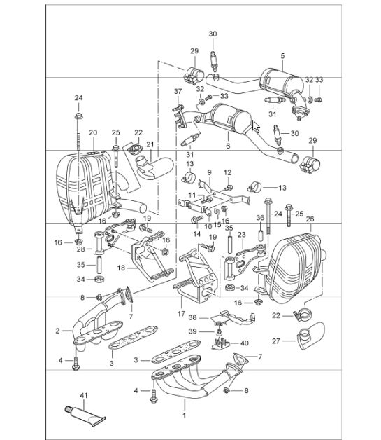 exhaust system 996 CARRERA 2/4 M96.01/02/04 UPTO 2001