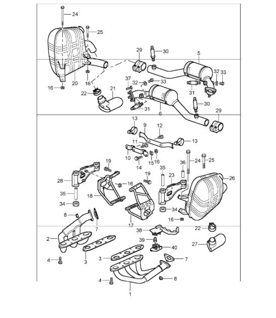 exhaust system 996 CARRERA 2/4/4S M96.03 2002 ONWARDS