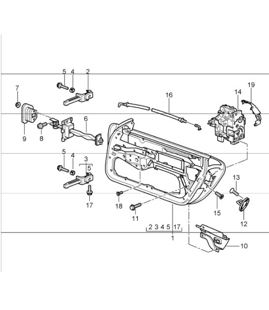 door in white, installation parts, door lock 996 1998-05