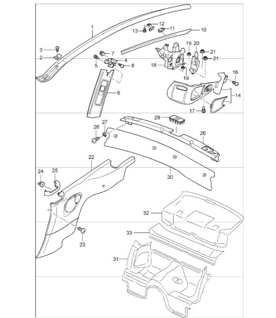 linings rear 996 TARGA 2002 ONWARDS