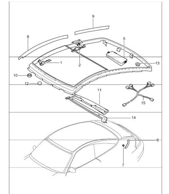 glass roof driving mechanism 996 TARGA 1998-05