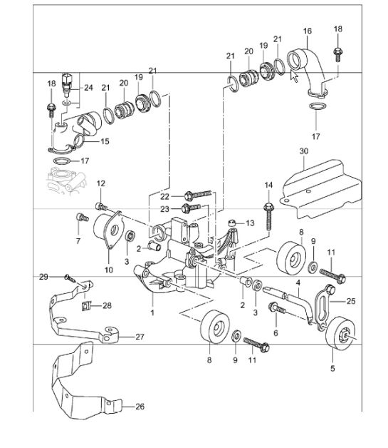 belt tensioner, belt drive 996 TURBO 2001-05