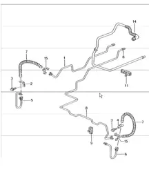 remleiding, bodemplaat, achteras, vacuümleiding 996 TURBO 2001-05