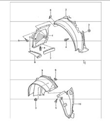 linings for wheel housing 996 TURBO 2001-05