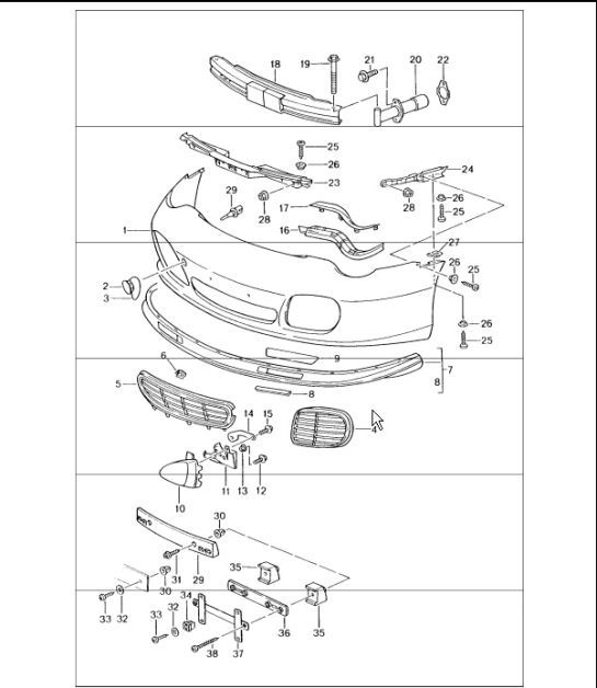 Diagram 802-00 Porsche 996 (911) (1997-2005) Carrosserie