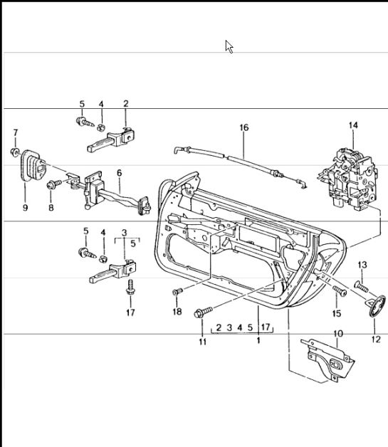 door in white, installation parts, door lock 996 TURBO 2001-05