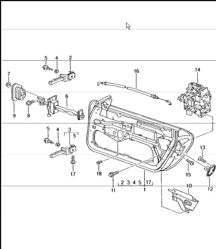 door in white, installation parts, door lock 996 TURBO 2001-05