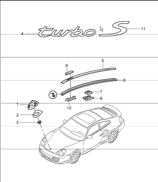 insignes ferrures décoratives 996 TURBO 2001-05