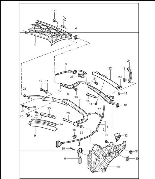 convertible top frame, single parts 996 TURBO 2001-05