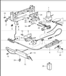 convertible top, driving mechanism, hydraulic 996 TURBO 2001-05