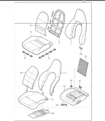 cover foam part, comfort seat, standard seat 996 TURBO / GT2 2001-05