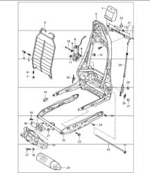 backrest frame, seat frame, standard seat, comfort seat 996 TURBO / GT2 2001-05