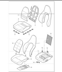 cover, foam part, sports seat 996 TURBO / GT2 2001-05