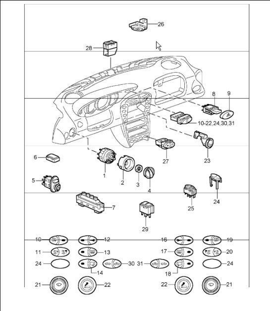 Diagram 903-05 Porsche 955 Cayenne S 4.5L V8 2003-06 Electrical equipment