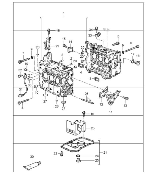 crankcase for 997.1 M96.05 3.6L COUPE / CABRIO and 997.1 M97.01 3.8L CABRIO S / COUPE S 2005-08
