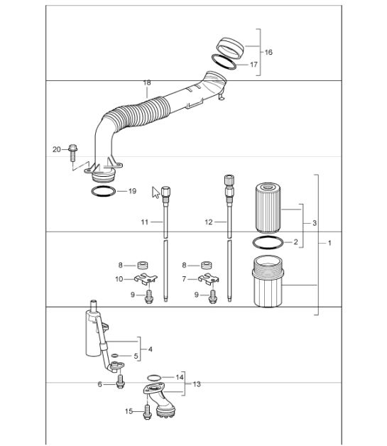 engine lubrication for 997.1 M96.05 3.6L COUPE / CABRIO and 997.1 M97.01 3.8L COUPE S / CABRIO S 2005-08